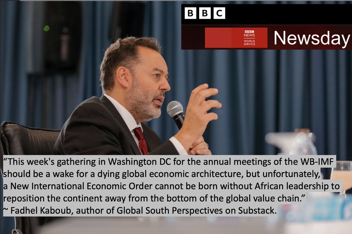 “This week's gathering in Washington DC for the annual meetings of the WB-IMF should be a wake for a dying global economic architecture...” ~ Fadhel Kaboub, author of Global South Perspectives on Substack. youtu.be/9Fnjwl0KTek