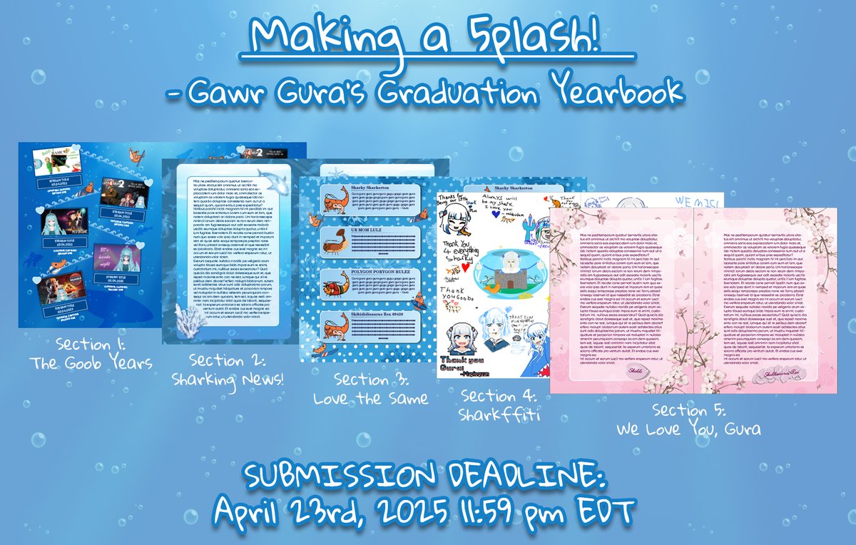 Would you like to submit fanart or a custom ebi for the ongoing Gura fanbook and new WUNDER RiKU music video "The World Outside"?

Submissions for both projects are being taken via this form forms.gle/Lgj2T3Ya7TuFX5… just follow the instructions!

#gawrt 
#gawrgura