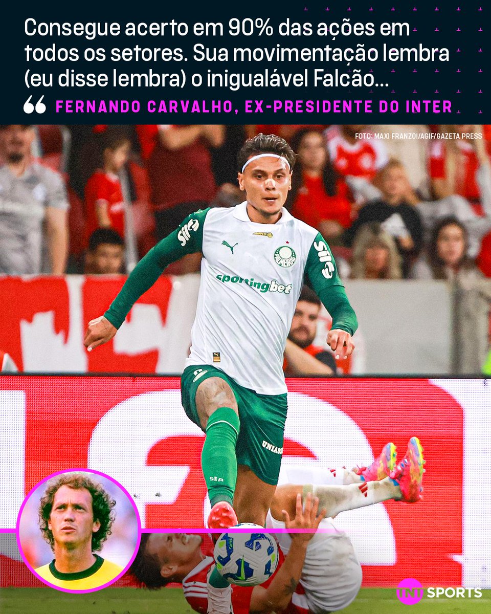 QUE MORAL PRO RICHARD RÍOS! 👏👏👏 

O ex-presidente do Inter, Fernando Carvalho, disse que o volante do Palmeiras lembra, ninguém mais, ninguém menos, que Paulo Roberto Falcão!