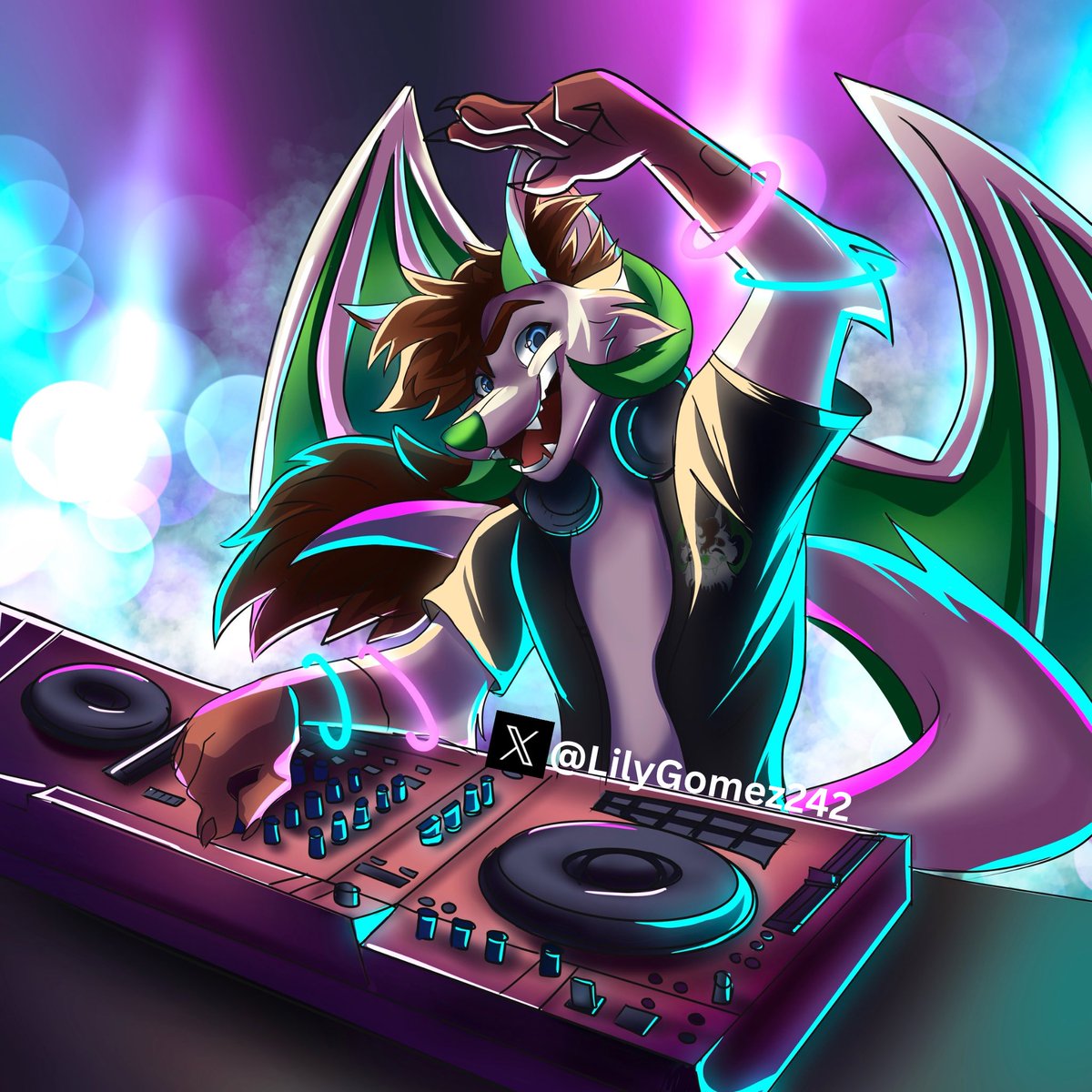 lilygomez242's tweet photo. This dragon wolf loves music! Playing cool songs and having fun! 🎶🦊🐉 
.
.
#FurryDJ #CoolFursona #MusicTime #FurryArt #Fursona #FurryFandom #DragonWolf #AnthroArt #FurryArtist #FurryOC #DigitalArt #FurryPride #furry https://t.co/lSpibr3kWp