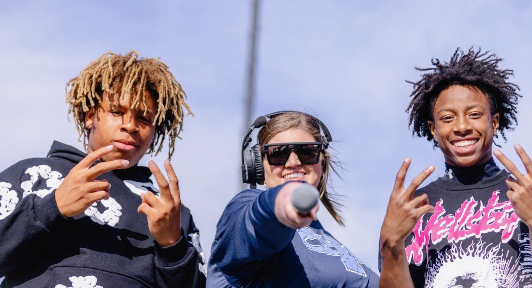 Football meets track—speed, strength, announcing and all smiles this spring!