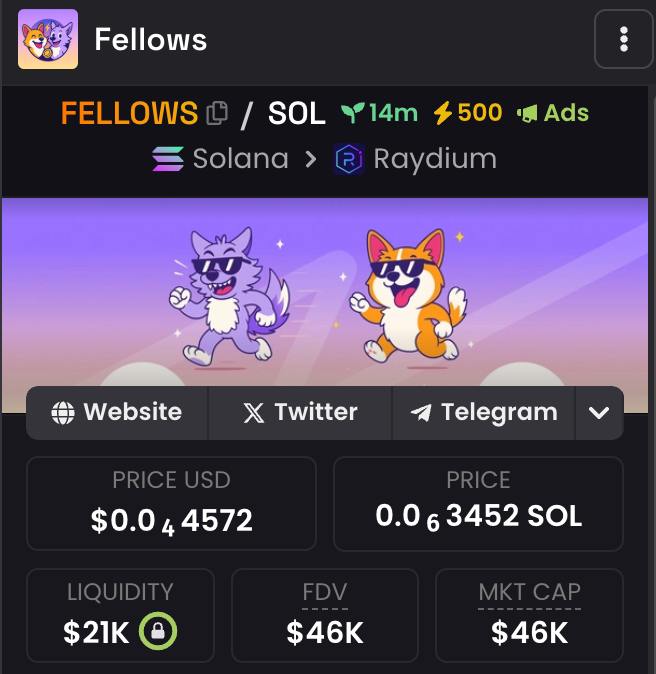 Fellowscoin's tweet photo. Fellows just got born and this one is making history! 

✔️BOOST 500x 
✔️ADS
✔️Ranking Bot 
✔️Boading curve 100% Raydium
✔️Strong community 💪🏻 https://t.co/eq1zA8Xkyi
