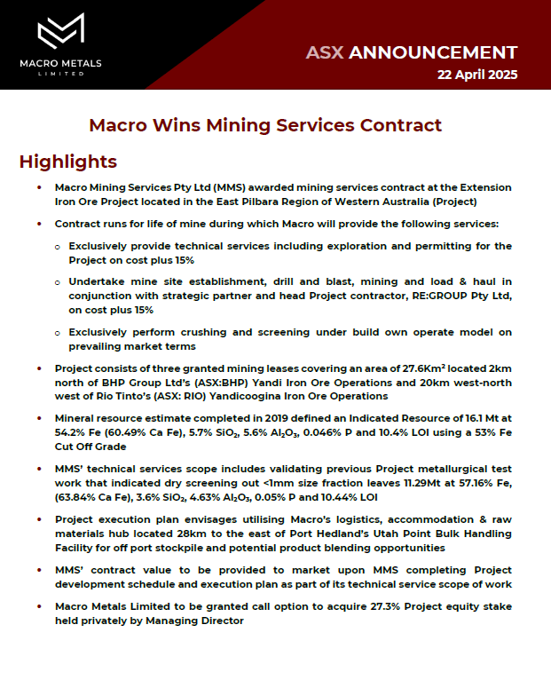 ChuckChunder007's tweet image. $M4M #M4M is awarded a mining services contract and a call option to acquire a 27.3% interest in an iron ore project partially owned by 2 directors. Is there anything that this company has done that is not a related party transaction!