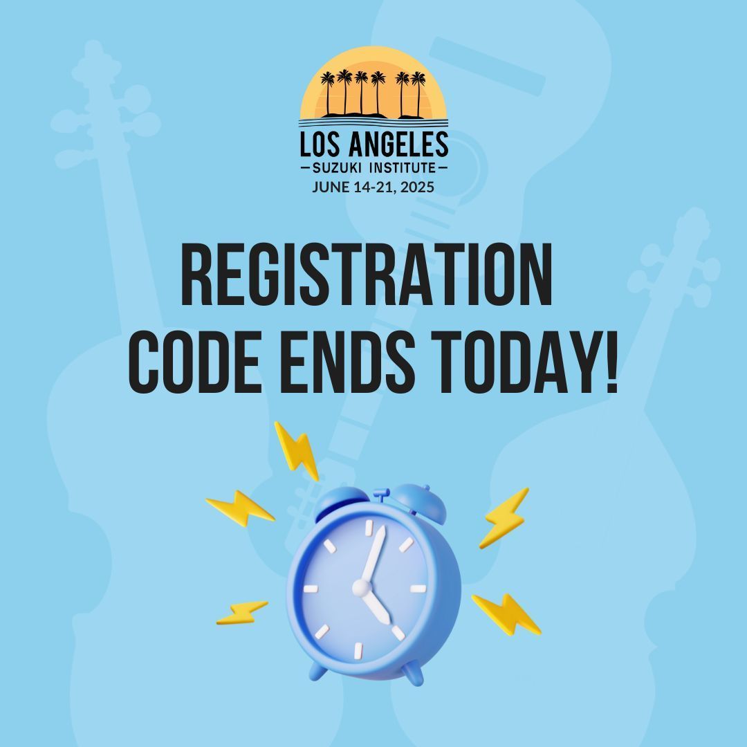 suzuki_la's tweet photo. Student registration can save $40 off the late fee by using code 40OFF at checkout! Code ends today. After April 21st late registrations will only be accepted if there is space. Register here: https://t.co/0krsAcXdAk https://t.co/gXoFY3AqMC