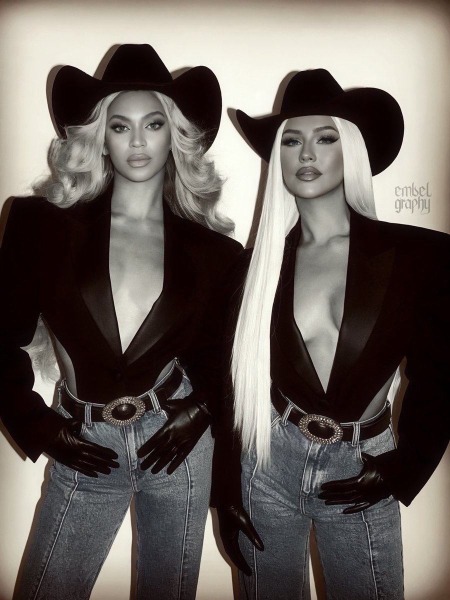 Beyoncé &amp; Christina Aguilera 
for <a href="/LEVIS/">Levi's®</a>, summer campaign looking fire!
#beyonce #xtina #collab #fashion #aiart