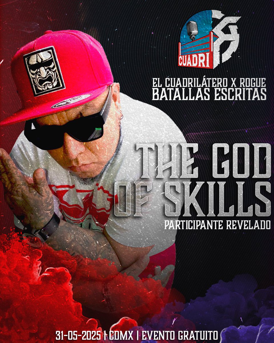 The God Of Skills se sube a el cuadrilátero como el octavo participante revelado 🥊

¿Quién será su rival?

El Cuadrilátero ❌ <a href="/roguerapleague/">Rogue Rap League</a>
🗓️ 31-05-2025
📍CDMX
EVENTO GRATUITO