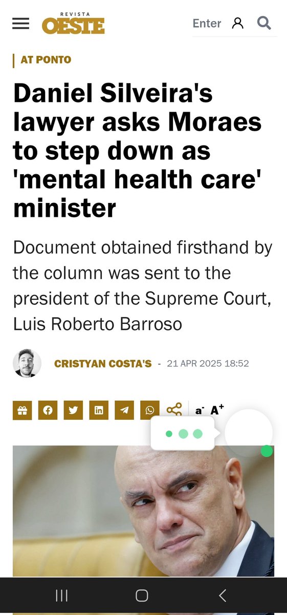 🚨🇧🇷🇺🇲⚖️
URGENT | Request for removal of Alexandre de Moraes for psychiatric reasons

Lawyer Paulo César Faria, lawyer of former congressman Daniel Silveira, filed a request to the President of the STF requesting the immediate removal of Minister Alexandre de Moraes for