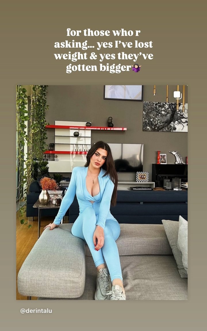 Derin Talu instagram paylaşımı: Evet kilo verdim ve evet büyüdüler 🤷🏻‍♀️