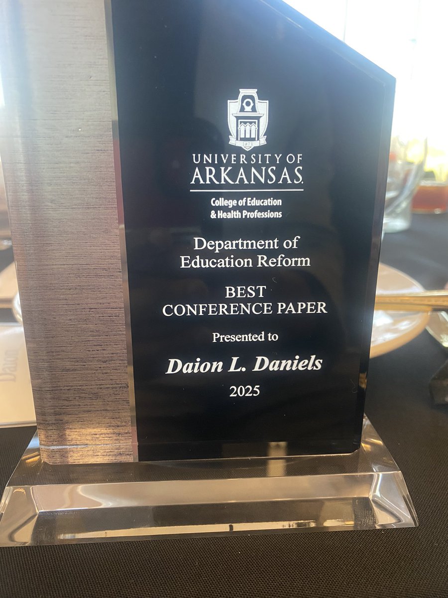 Daion Daniels (@daiondaniels) on Twitter photo “Great things come from hard work and perseverance. No excuses."- Kobe Bryant
It’s an honor to receive the “Best Conference Paper” from <a href="/ua_edreform/">Dept. of Ed. Reform</a>. God is GOOD! “Great things come from hard work and perseverance. No excuses."- Kobe Bryant
It’s an honor to receive the “Best Conference Paper” from <a href="/ua_edreform/">Dept. of Ed. Reform</a>. God is GOOD!