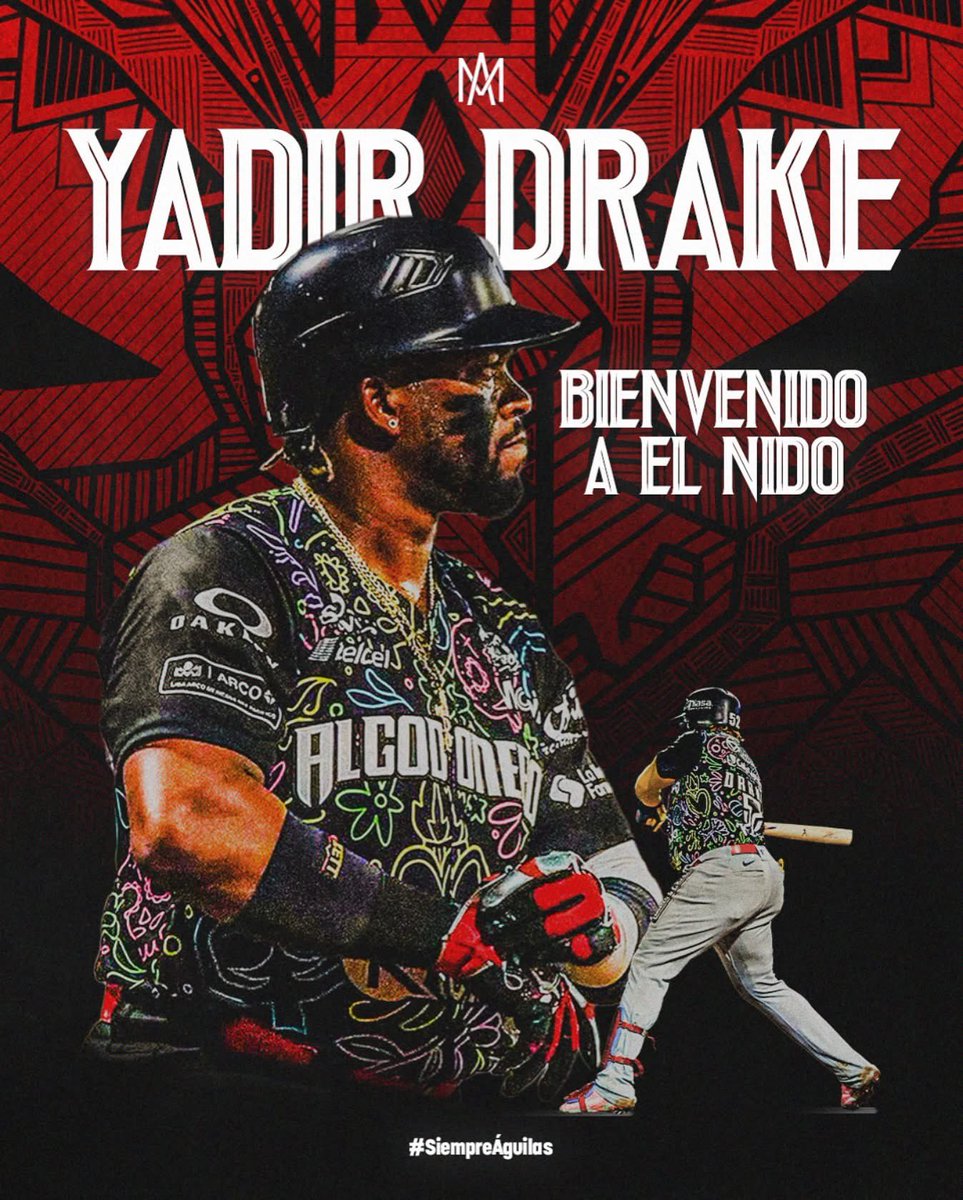 𝐘𝐀𝐃𝐈𝐑 𝐃𝐑𝐀𝐊𝐄 LLEGA A EL NIDO 🦅🏟️ 

Yadir Drake, reconocido por su poder ofensivo y defensiva en el jardín derecho, llega procedente de Algodoneros de Guasave; el cubano conoce bien el beisbol mexicano y a lo largo de su carrera en el circuito invernal ha acumulado 209