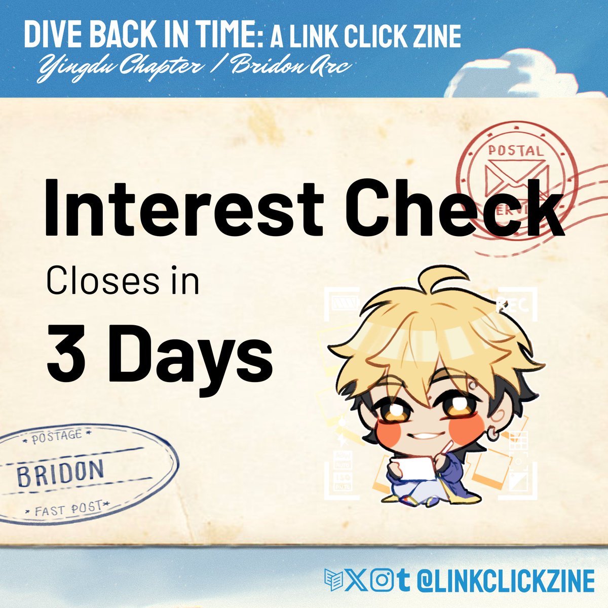 linkclickzine's tweet image. 🎞️ INTEREST CHECK 3 DAYS LEFT 🎞️
3 days left to let us know your thoughts! Hurry and fill out our Interest Check before time runs out...
📝 forms.gle/6nddT1SuntTPyr…