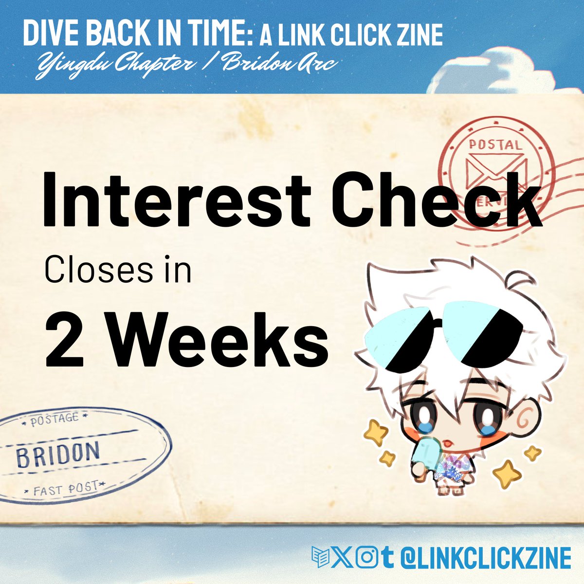 linkclickzine's tweet image. 🎞️ INTEREST CHECK 2 WEEKS LEFT 🎞️
2 weeks left to let us know your thoughts! Hurry and fill out our Interest Check before time runs out...
📝 forms.gle/6nddT1SuntTPyr…