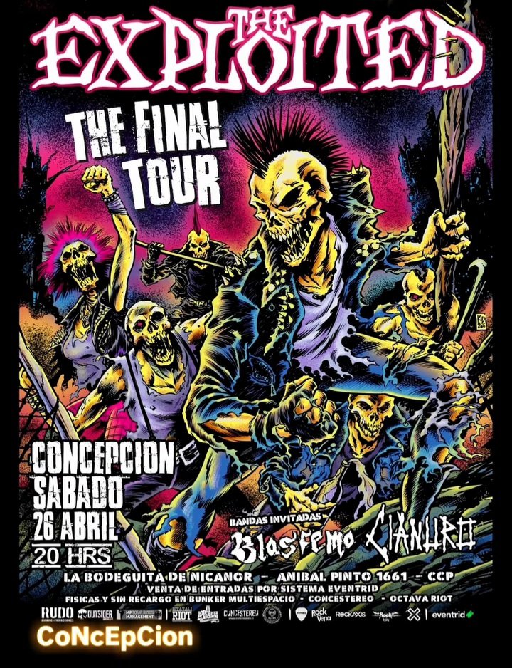 chileanhorsemen's tweet image. #ScanningTheScene🇨🇱
Nuevamente Concepción es centro de brutalidad, ahora con el turno de The Exploited acompañados esta vez de Blasfemo y nuestroa amigos de Cianuro.

Aún no te decides en ir? Atina y juegue!!
🤘🏽💥
#TheChileanHorsemen
#LocalChapter78
