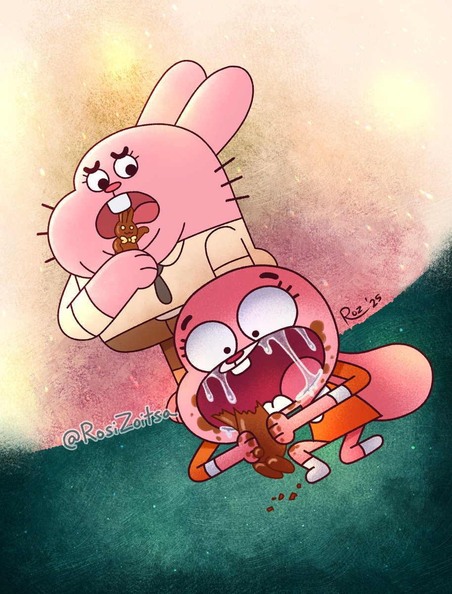 RosiZoitsa's tweet image. Little Bunny Devouring Her Chocolate 🐰🍫
Happy Easter Monday! (Even though we don't really celebrate it as much as Easter Sunday where I live.)
#TheAmazingWorldOfGumball #tawog