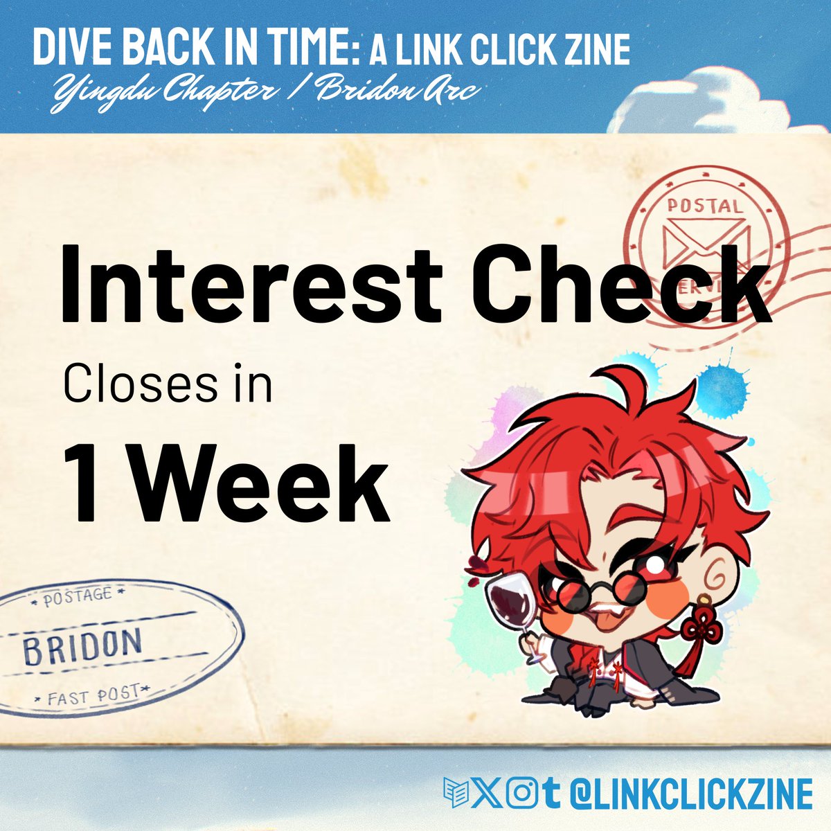 linkclickzine's tweet image. 🎞️ INTEREST CHECK 1 WEEK LEFT 🎞️
This is the last week to fill out the Interest Check for a Yingdu Chapter / Bridon Arc Link Click Zine!
📝 forms.gle/6nddT1SuntTPyr…