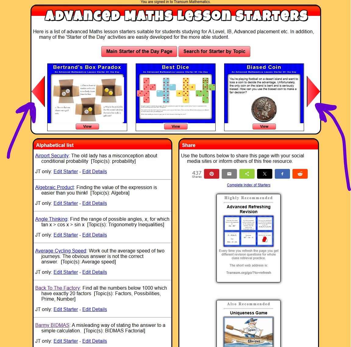 Are you sitting comfortably? Then take a time to scroll horizontally through these Advanced Maths Starters. I'm sure you'll find one that is a good fit for your Year 12s.

buff.ly/LiN7TiG

#Variety #MathsAppreciation #EurekaMoment #mathsresources #mathschat #mathstoday
