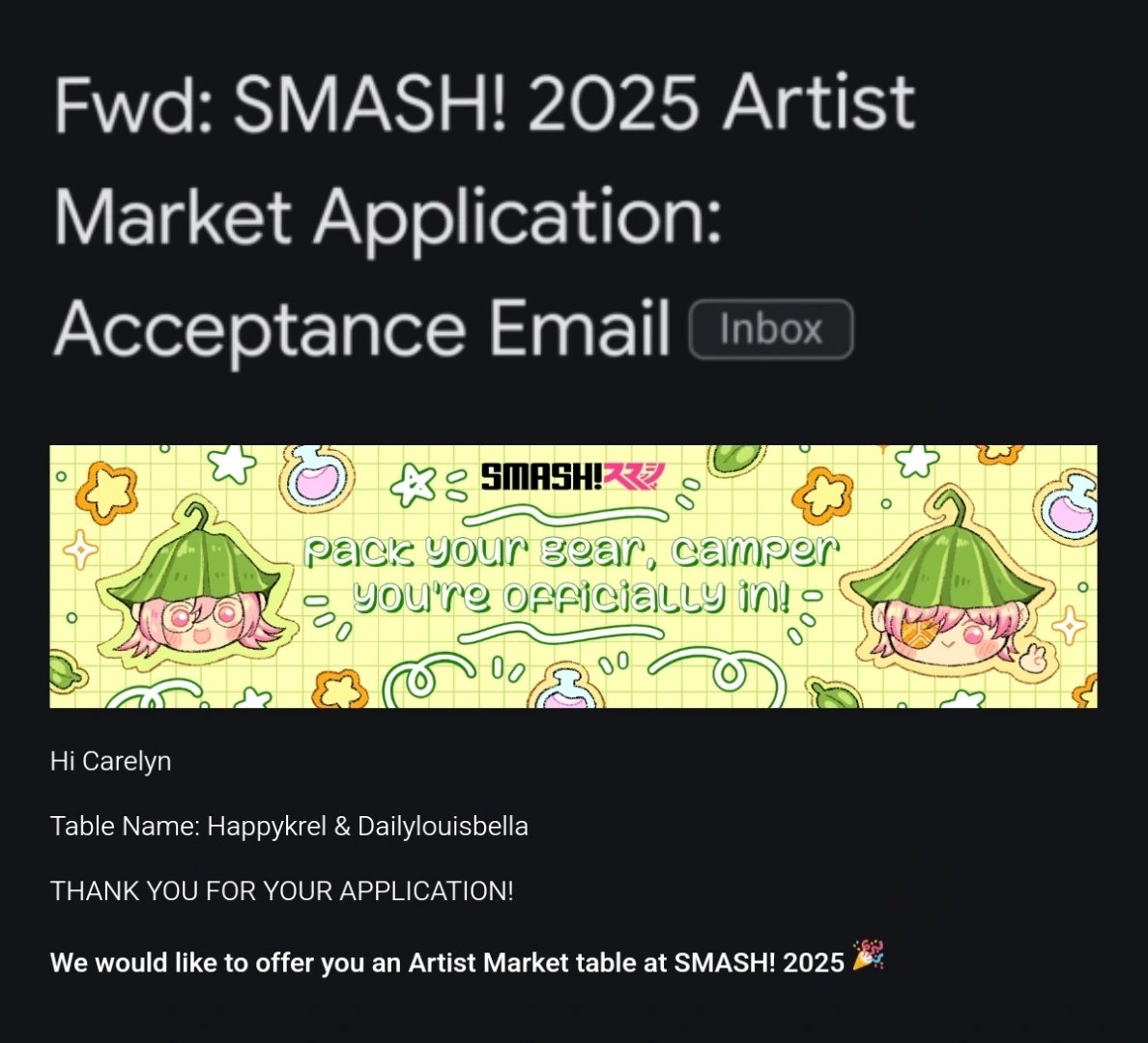 GUYS KREL <a href="/happykrelstudio/">happykrel CFXX E21-22</a> &amp; I GOT IN FOR SMASHCON NEXT JULY AAAAA OUR FIRST AUSSIE CONVENTION Nervous banget wish us luck for the visa and everything please HUHU TT