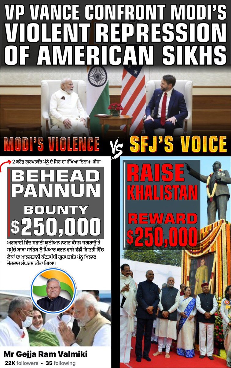 VP JD Vance:
Confront Modi's Violent Repression Against Pro Khalistan American Sikhs