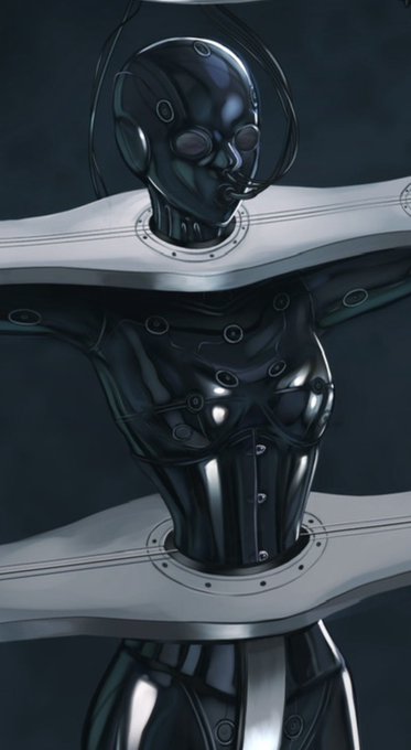 pixivには上げてコッチには上げてなかったやつ。
全身ラバーでフレーム(?)拘束され、その後全身を金属のカバーで覆われるイラストのトリミング。
全体像はfanboxかイラスト集に載ってます。 