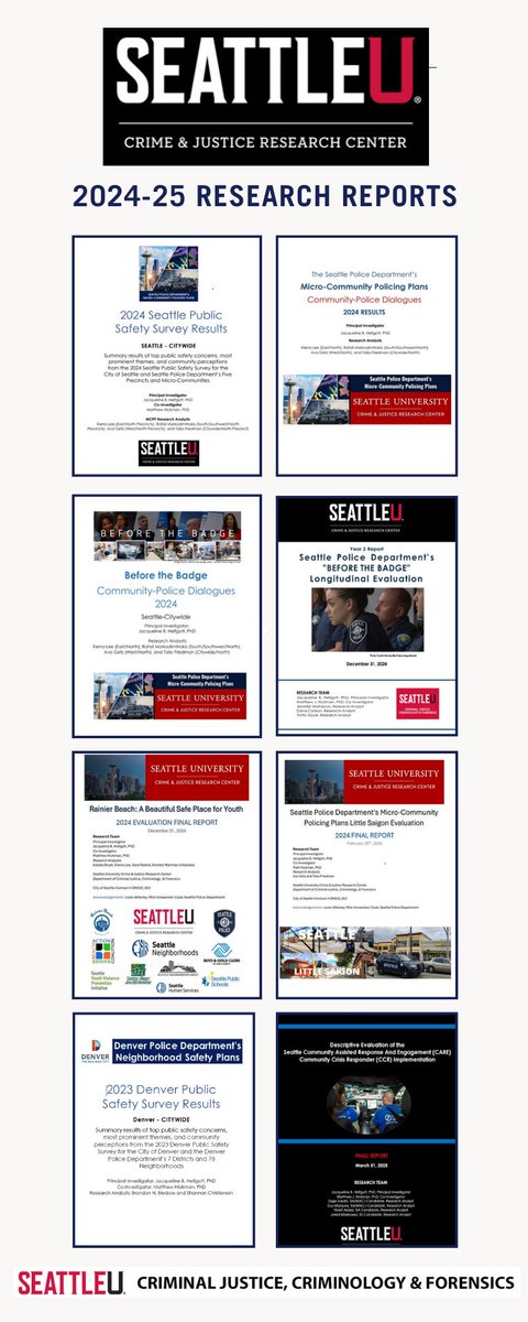 I am pleased to share recent reports from the Seattle University Criminal Justice, Criminology &amp; Forensics Crime &amp; Justice Research Center: See: jbhelfgott.com/technical-repo…

For more information on the Seattle University Crime &amp; Justice Research Center, see: seattleu.edu/crime.../colla…