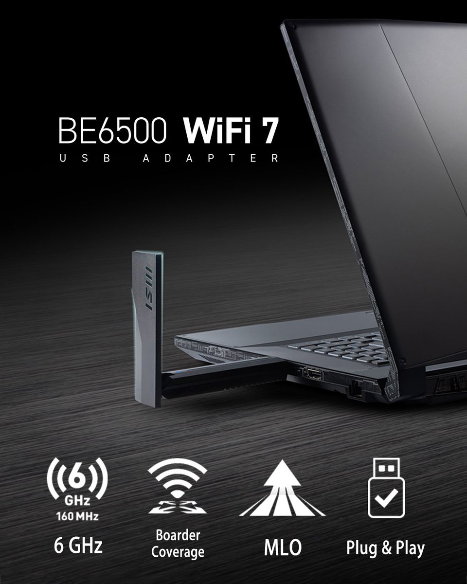AustraliaMSI's tweet image. ❌ Don't get stuck in the past when you can fly with WiFi 7! 😠

Slide in the BE6500 WiFi 7 USB Adapter and watch your connection soar.

Now... It's time to take off🚀

#WiFi7 #MSINetworking #USBAdapter #BE6500