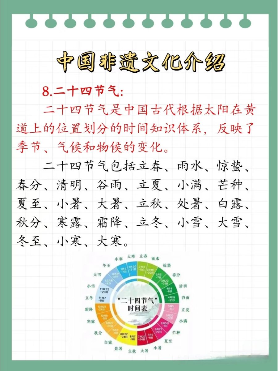 中国非遗文化——二十四节气Chinese Intangible Cultural Heritage — — 24 Solar Term