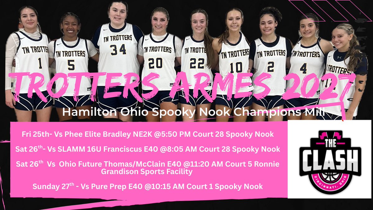 Lilly Woodruff (@lillywoodruff4) on Twitter photo Check out our schedule for The Clash in Ohio! Gonna be a fun weekend!โค๏ธ๐
<a href="/Elite40League/">Elite 40 League</a>
<a href="/Ohio_Basketball/">OhioBasketball.com</a>
<a href="/TrottersArmes/">TN Flight Trotters 2027 (Armes)</a> Check out our schedule for The Clash in Ohio! Gonna be a fun weekend!โค๏ธ๐
<a href="/Elite40League/">Elite 40 League</a>
<a href="/Ohio_Basketball/">OhioBasketball.com</a>
<a href="/TrottersArmes/">TN Flight Trotters 2027 (Armes)</a>