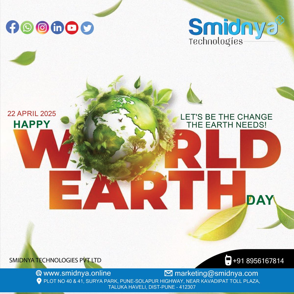 Smidnya11's tweet image. 🌍 Happy World Earth Day from Smidnya Technologies!
Driving innovation for a greener tomorrow with sustainable automation solutions.
Let’s build a better planet, together. ♻️🌱 
#EarthDay #SmidnyaTech