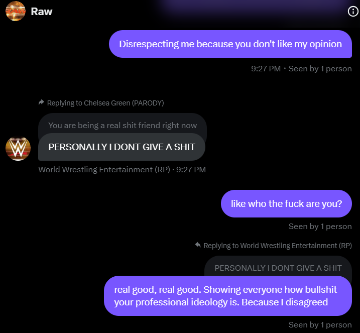 ItsAllProdigy's tweet image. // This is how the owner of @wwerp717 treats people who join their company. Yells at you, berates you in front of anyone. I was a good friend to this person when they were down in the dumps. This is how he treated me. Don't join this shitty company of his.