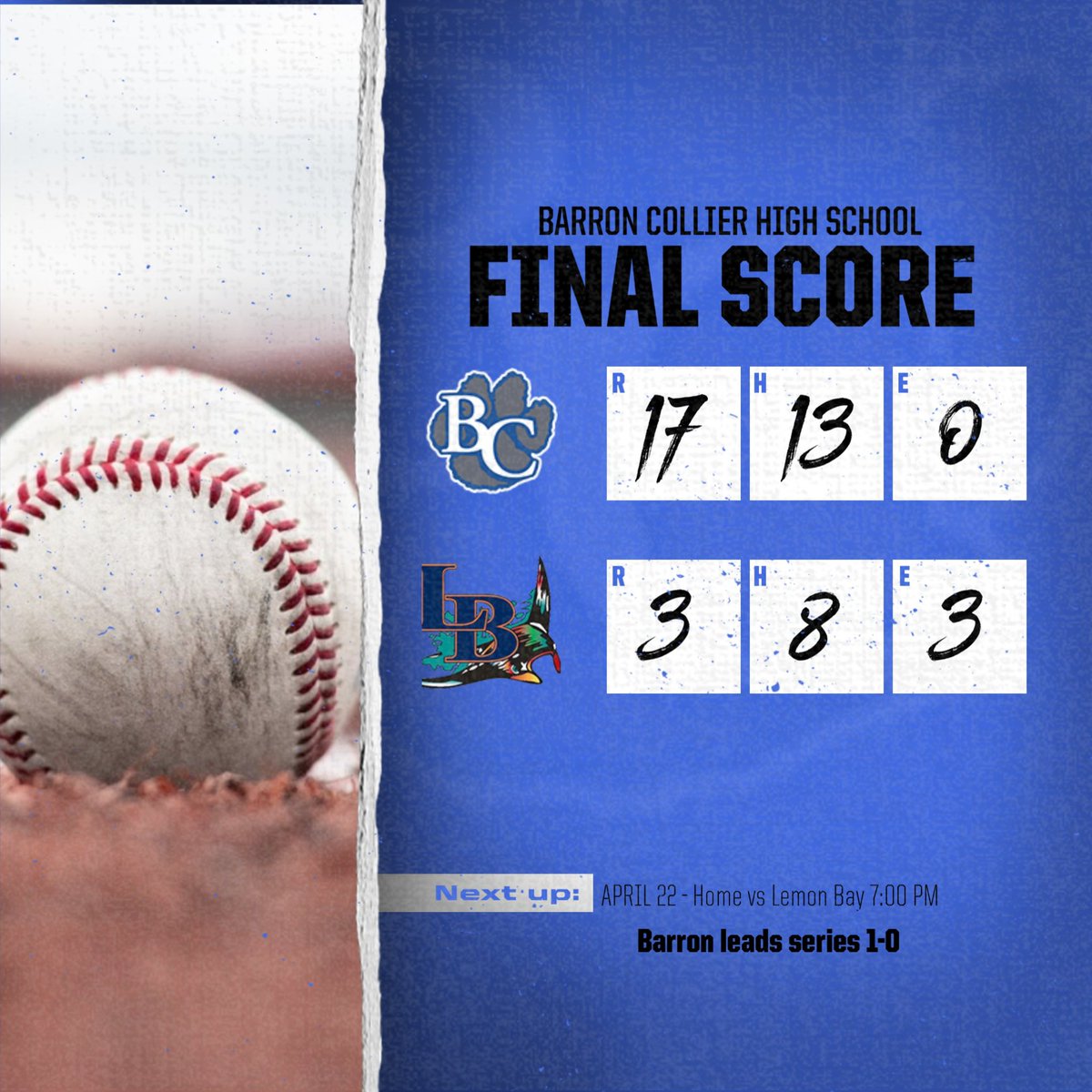 Barron Collier Baseball (@barronbaseball) on Twitter photo Game 1 goes to BC! Back at it tomorrow for Game 2, same place same time. The bats showed up to help spark a great team win!
<a href="/CaseyDrake08/">Casey Johnson</a> 3-4, 2RBI, 3R, SB
<a href="/a_overmyer2026/">Alan</a> 2-3, 2B, 2RBI, 2R
<a href="/J_HernandezCarr/">Jonathan Hernandez-Carr</a> 3-4, 2RBI, 1R
Drew Maroney 4IP, 3ER, 8H
<a href="/AJ3Hunter/">Coach Adam Johnson</a> <a href="/BarronCollier/">Barron Collier</a> Game 1 goes to BC! Back at it tomorrow for Game 2, same place same time. The bats showed up to help spark a great team win!
<a href="/CaseyDrake08/">Casey Johnson</a> 3-4, 2RBI, 3R, SB
<a href="/a_overmyer2026/">Alan</a> 2-3, 2B, 2RBI, 2R
<a href="/J_HernandezCarr/">Jonathan Hernandez-Carr</a> 3-4, 2RBI, 1R
Drew Maroney 4IP, 3ER, 8H
<a href="/AJ3Hunter/">Coach Adam Johnson</a> <a href="/BarronCollier/">Barron Collier</a>
