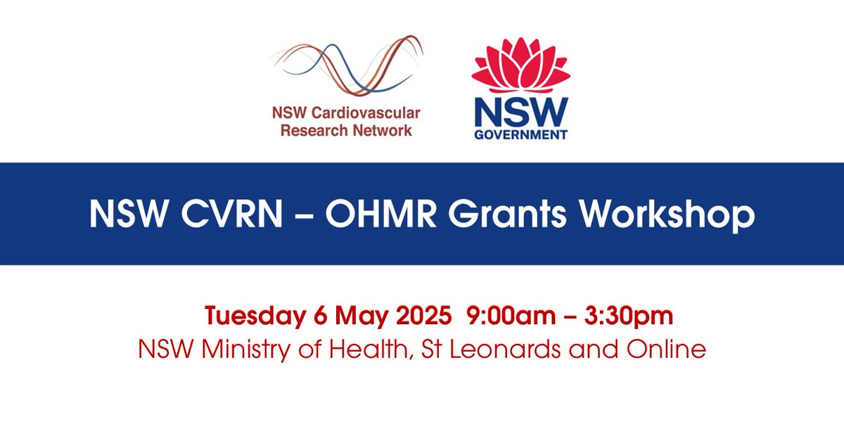 NSW CVRN (@nswcvrn) on Twitter photo Attending the <a href="/NSWCVRN/">NSW CVRN</a>–OHMR Grants Workshop on 6 May? Pitching session registration opens 28 April — only for those who expressed interest during workshop sign-up! Register now: shorturl.at/Ovs8b
<a href="/MedResearchNSW/">NSW Medical Research</a>
<a href="/SOLVECHD/">❤️SOLVECHD❤️</a>
<a href="/OzCvA/">ACvA</a> Attending the <a href="/NSWCVRN/">NSW CVRN</a>–OHMR Grants Workshop on 6 May? Pitching session registration opens 28 April — only for those who expressed interest during workshop sign-up! Register now: shorturl.at/Ovs8b
<a href="/MedResearchNSW/">NSW Medical Research</a>
<a href="/SOLVECHD/">❤️SOLVECHD❤️</a>
<a href="/OzCvA/">ACvA</a>