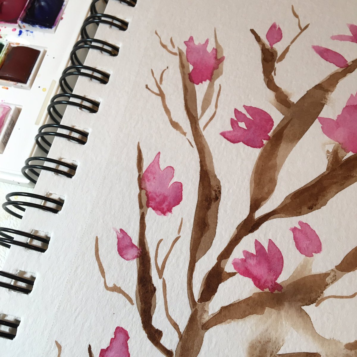 goodcheerkq's tweet photo. Work in progress ~ Saucer Magnolia. #sketchbook #wip #artjournal #creativejournal #magnolia #watercolor #awesomeapril #createdtocreate #createwithgoodcheer #joyful #goodcheerkitchenquilt https://t.co/y50QZUWrQD
