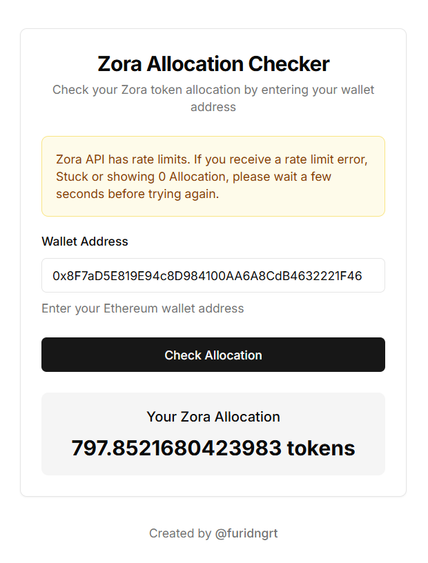 Mình mint vài tnx không nhớ rõ cho chiến dịch gì =))) nhưng phân bổ như này đúng k nhỉ ! 

Thấy ae farm khủng quá mình k có gì nên le que 😅😅

Link check : zora-checker.vercel.app 
Check sơ sơ thôi chứ chưa biết đúng không nha