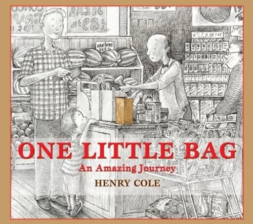 NZBookgirl's tweet photo. A favourite to celebrate #EarthDay: One Little Bag: An Amazing Journey, prompted by artist @henrycoledraws' very first Earth Day when he was inspired to #Reuse his paper lunch bag. #Wordless #PictureBook. Extraordinary detail & important message. Reuse, reuse, reuse. #NatLibReads https://t.co/t4tZBxkwlv
