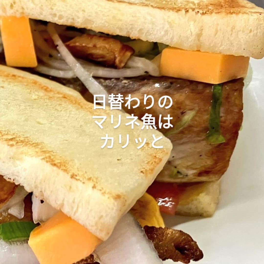 newtoyoken's tweet photo. 今日からFishサンドイッチ（ヤズもしくは鯵編）
自家製手捏ねパンのトーストにカリッと焼いたお魚＆香味野菜。
パンにはマスタードとバターを塗って
チェダーチーズも入れます。
りんご酢蜂蜜ドレッシングで和えた野菜とお魚は相性抜群
パン好きさん、いかがでしょうか🧑‍🍳
画家は試作でサラダも乗ります https://t.co/qGdeSX4TWY