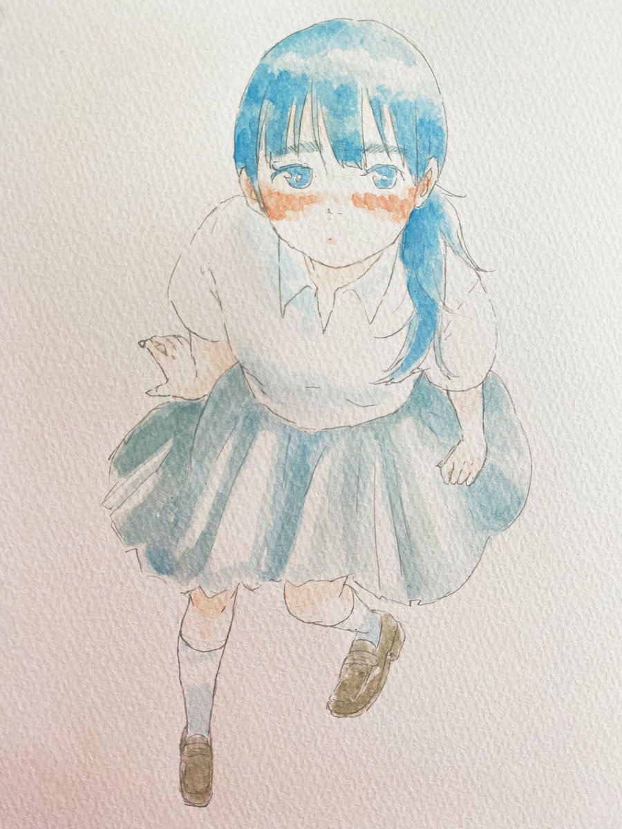 今日は学校行くのやめた。

#illustration #イラスト 
#アナログイラスト 
#女の子 #制服 #高校生 
#絵描きさんと繋がりたい