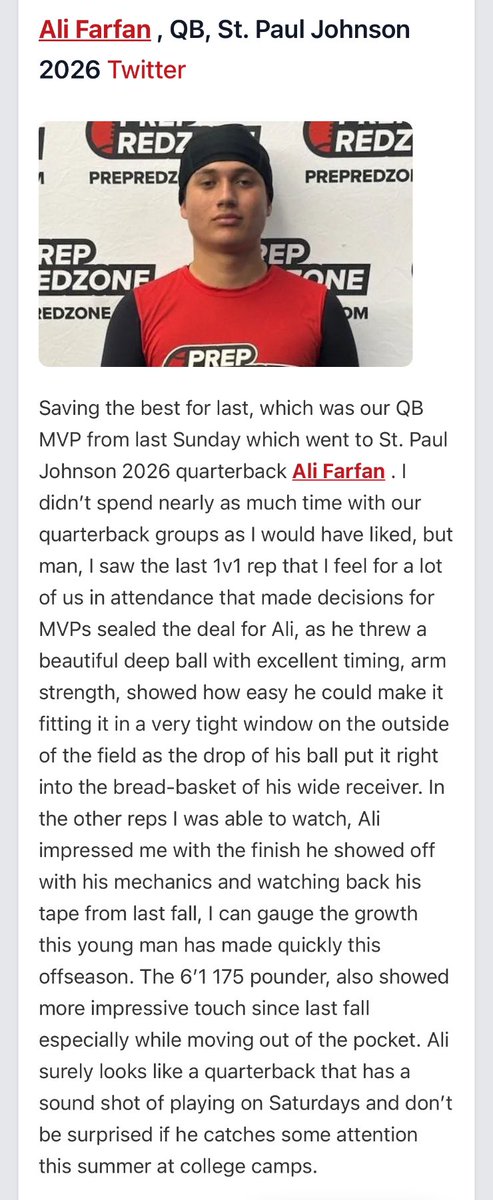 thank you for the write up <a href="/NWahlScouting/">Nate Wahl</a> really appreciated it!⭐️
<a href="/QBFTFootball/">QBFT - Quarterback Football Training</a>