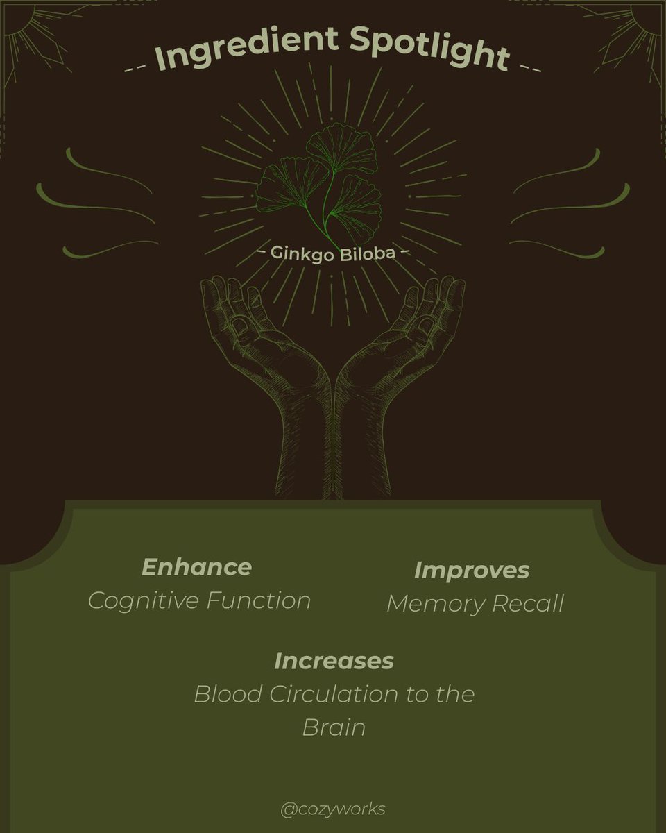cozyworkss's tweet image. Unlock your brain&apos;s potential with nature&apos;s ancient secret! 🌿💡 #MemoryBoost #CognitiveEnhancer #GinkgoPower