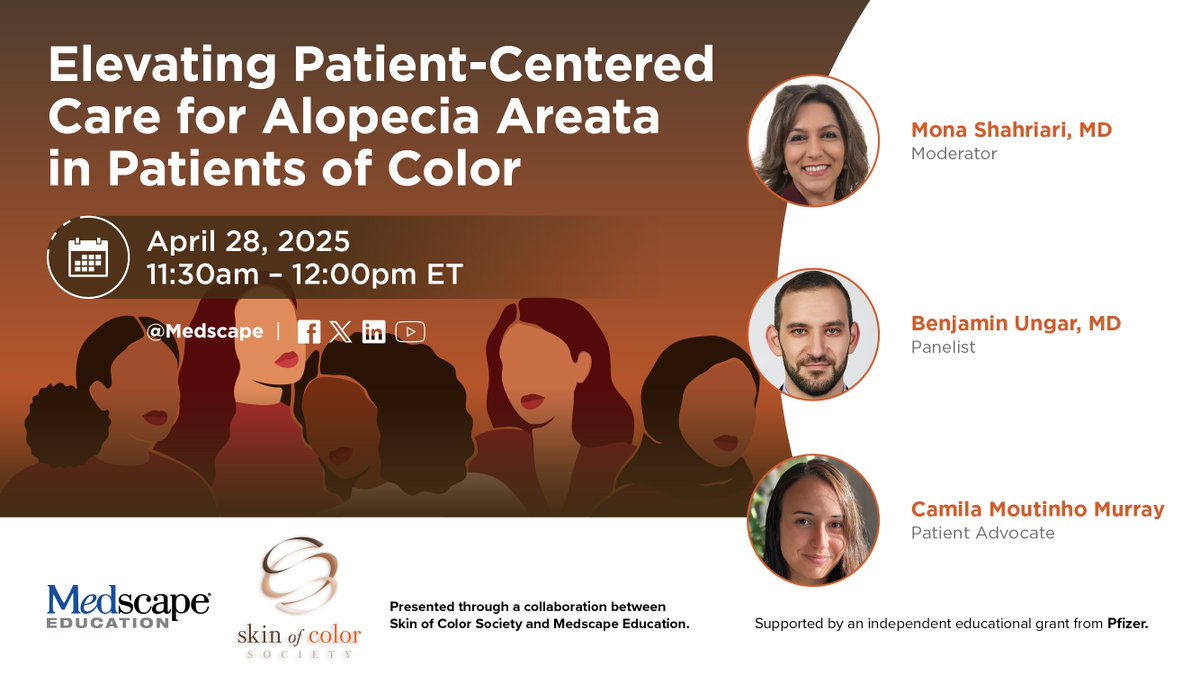 Join us for Elevating Patient-Centered Care for #AlopeciaAreata in Patients of Color on April 28, 11:30 am-12 pm ET, live-streamed here and on other platforms.  youtube.com/live/DfCX__wFz… via <a href="/YouTube/">YouTube</a>