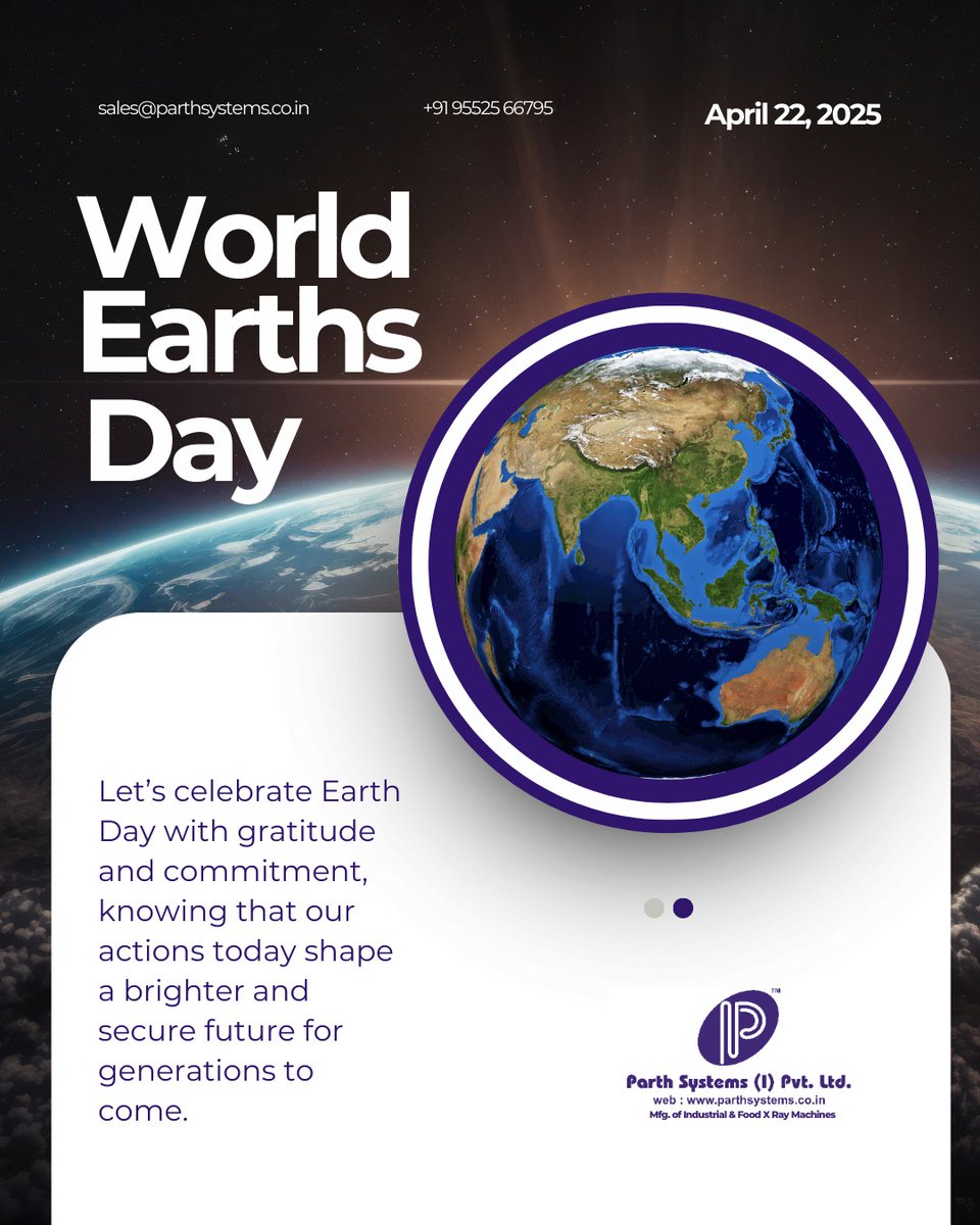 parsysipl's tweet image. At Parth Systems, we work hard to secure your daily used products. Our industrial X-ray scanners are trusted nationwide across many diverse industries. Together, let&apos;s create a safer, more sustainable world for all. Wishing you a Happy World Earth Day!

#ParthSystems