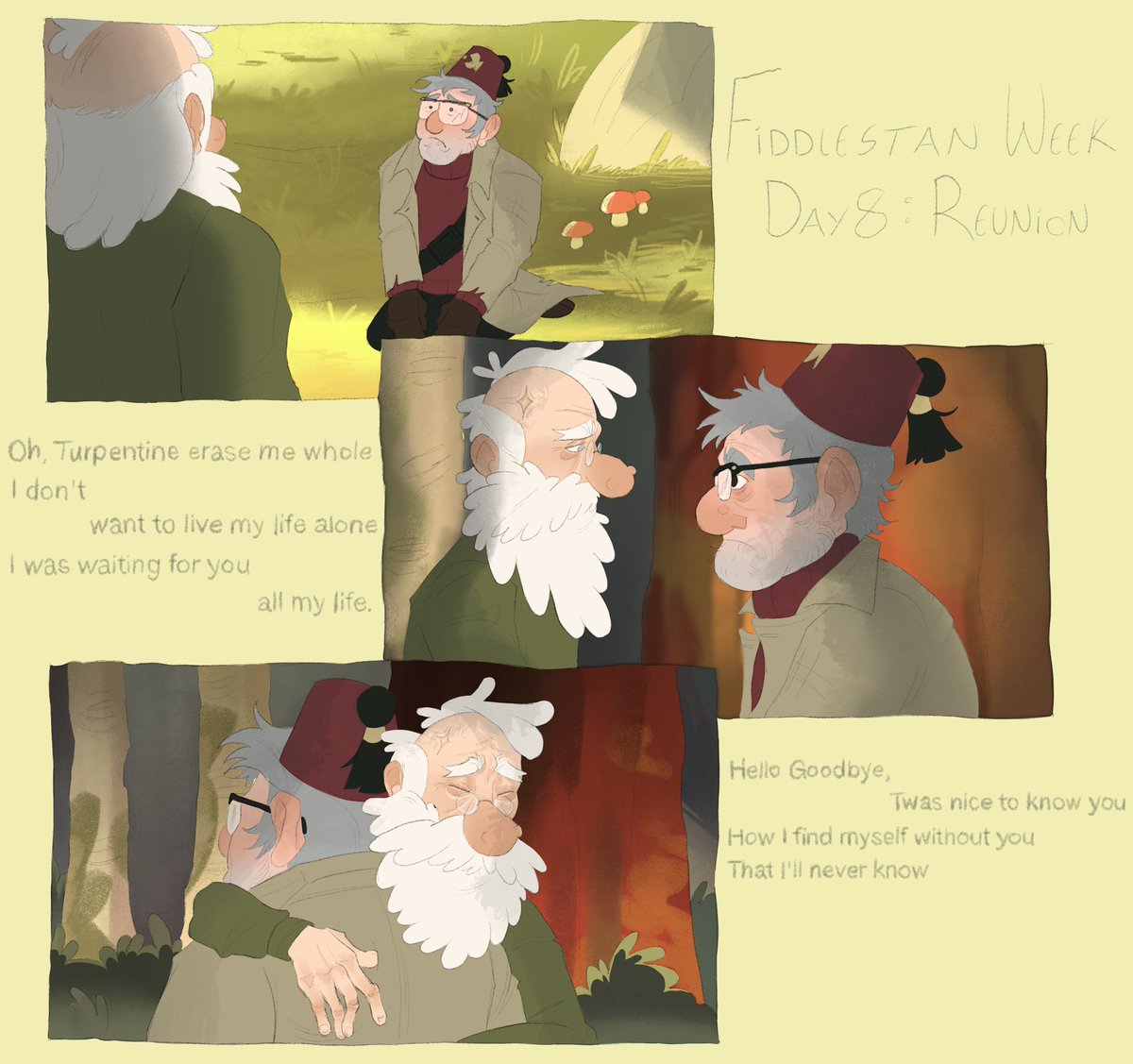 h0rriblecritter's tweet image. happy day 8 and happy last day of fiddlestan week!! really on an old man fiddlestan kick rn so i’ll definitely still be posting about them 😭😭 
#FiddlestanWeek #GravityFalls