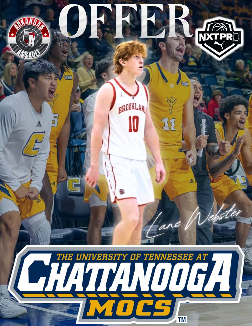 2026 6’7 SG Lane Webster has received an offer from 2025 NIT Champs UT Chatanooga 🦅 

<a href="/lanewebster34/">Lane Webster</a> <a href="/ArkansasAssault/">Arkansas Assault</a> 
<a href="/GoMocsMBB/">Chattanooga Basketball</a> <a href="/Coach_DanEarl/">Dan Earl</a> 
<a href="/NxtProHoops/">NXTPRO Hoops</a> <a href="/PRO16League/">PRO16/NXTPRO League</a>