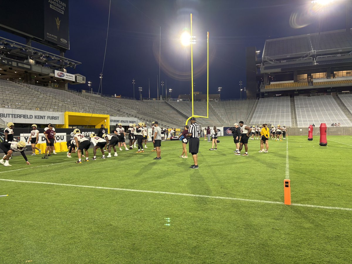Brendon Pricco (@brealstudios) on Twitter photo Practice under the Mountain America Stadium lights tonight for <a href="/ASUFootball/">Sun Devil Football</a>
<a href="/sportscronkite/">Cronkite News: Phoenix Sports</a> Practice under the Mountain America Stadium lights tonight for <a href="/ASUFootball/">Sun Devil Football</a>
<a href="/sportscronkite/">Cronkite News: Phoenix Sports</a>
