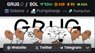 🚀 $GRUG is climbing the ranks!
 🔥 Now TOP #29 on Solana!
 ⚡️ Don’t miss out—Join the movement!
dexscreener.com/solana/5QRtaHh…