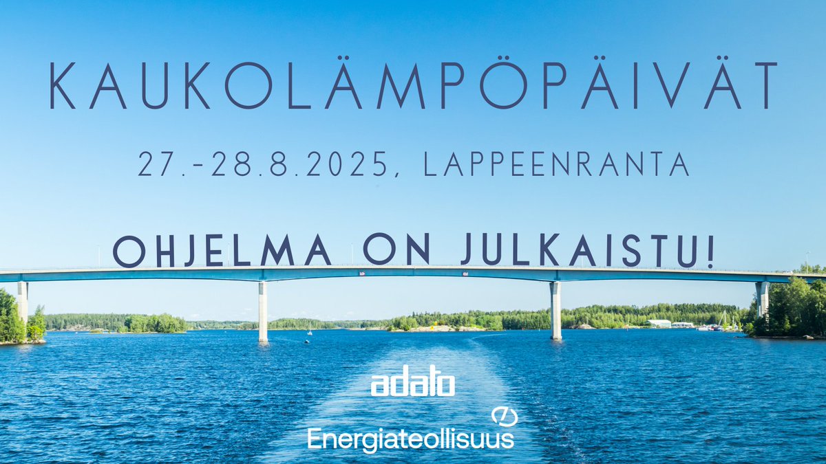 Kaukolämpöpäivien ohjelma on julkaistu!⚡️

kaukolampopaivat.fi/ohjelma/ 

Hyödynnä Early bird-hinta ja ilmoittaudu mukaan viimeistään 31.5.

#kaukolämpöpäivät #kaukolämpö