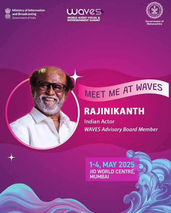 DD News (@ddnewslive) on Twitter photo The one and only <a href="/rajinikanth/">Rajinikanth</a> joins WAVES 2025 to celebrate style, substance and the unstoppable spirit of a superstar.
At WAVES his aura lights up the stage – reminding the world why legends never fade.
#CreateInIndiaChallenge #WAVES #WAVES2025 #WAVESIndia #WAVESummit The one and only <a href="/rajinikanth/">Rajinikanth</a> joins WAVES 2025 to celebrate style, substance and the unstoppable spirit of a superstar.
At WAVES his aura lights up the stage – reminding the world why legends never fade.
#CreateInIndiaChallenge #WAVES #WAVES2025 #WAVESIndia #WAVESummit