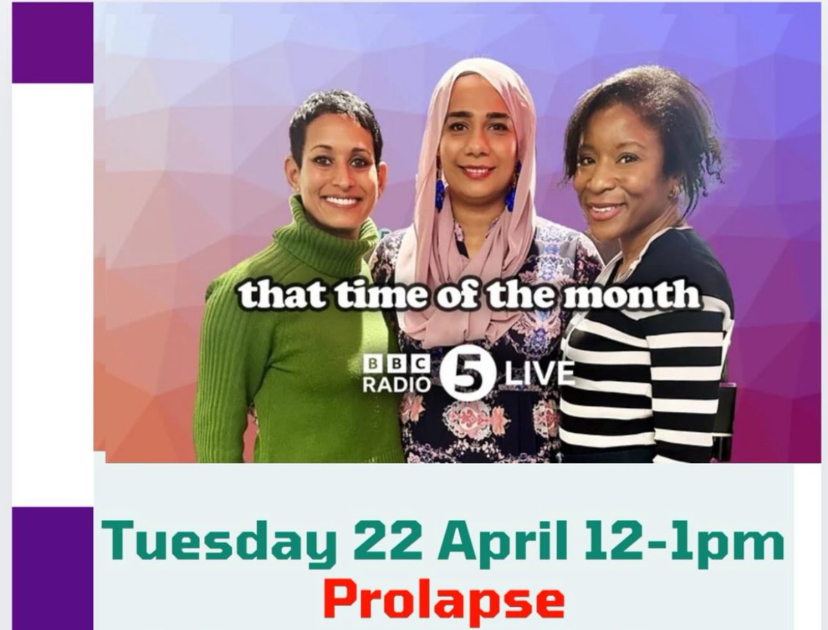 ๐ซ๐ ๐ต๐๐๐๐๐ ๐จ๐๐๐ (@drnighatarif) on Twitter photo Today on <a href="/bbc5live/">BBC Radio 5 Live</a> That Time Of The Month discussing all things #pelvichealth and #prolapse with our special guest Helen Ledwick <a href="/whymumsdontjump/">whymumsdontjump</a>
Tune in from 12pm
<a href="/TVNaga01/">Naga Munchetty</a> <a href="/DrEkechi/">Dr Christine Ekechi</a>
Producer: <a href="/alisonacton/">Alison Acton</a>
bbc.co.uk/programmes/p0hโฆ Today on <a href="/bbc5live/">BBC Radio 5 Live</a> That Time Of The Month discussing all things #pelvichealth and #prolapse with our special guest Helen Ledwick <a href="/whymumsdontjump/">whymumsdontjump</a>
Tune in from 12pm
<a href="/TVNaga01/">Naga Munchetty</a> <a href="/DrEkechi/">Dr Christine Ekechi</a>
Producer: <a href="/alisonacton/">Alison Acton</a>
bbc.co.uk/programmes/p0hโฆ