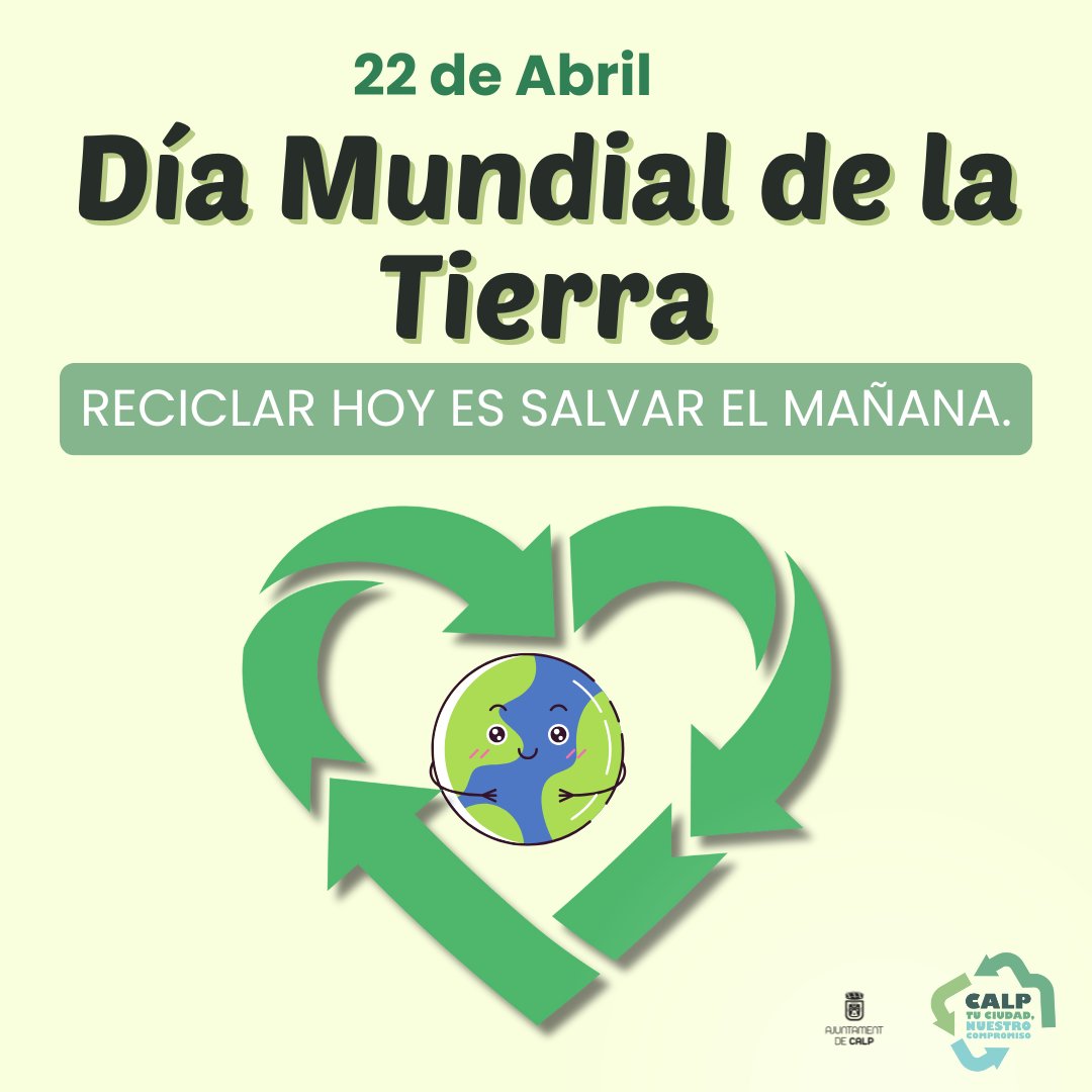 CalpLimpio's tweet photo. ♻️ En el #DíaDeLaTierra, recordemos que reciclar no es solo separar residuos, es darles una nueva vida. ¡Juntos construimos una ciudad más limpia y sostenible! 🌍💚
#CalpLimpio #CalpSostenible #DiaDeLaTierra https://t.co/H7pUnhnlBH