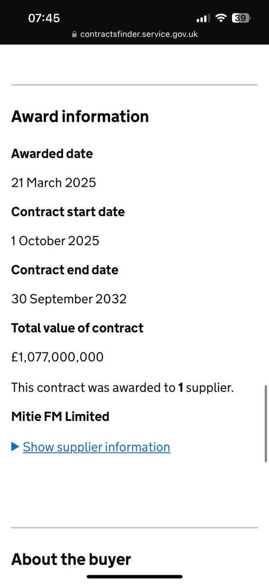 New contract. UK taxpayers will spend over £1billion on Security Guarding for the Department for Work and Pensions - at job centres, assessment centres, corporate and service centres.

What is happening in these centres?

Contract awarded to one supplier; Mitie FM