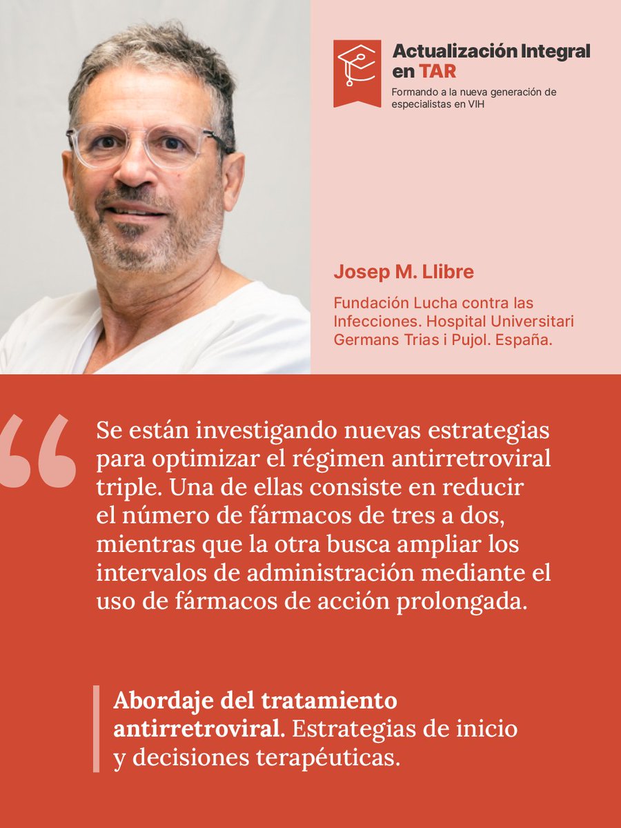 ¿Cómo optimizar el tratamiento antirretroviral sin perder eficacia? El Dr. <a href="/DrBike7/">Josep M Llibre</a> comparte las claves en el #webinar:
🔹 Estrategias para reducir de tres a dos fármacos sin comprometer resultados.
🔹 Novedades en fármacos de acción prolongada.
Registros: webinars.scienhub.org/courses/actual…